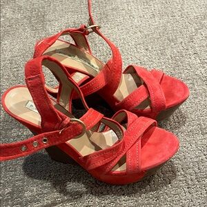 Red Suede Women's Sandals